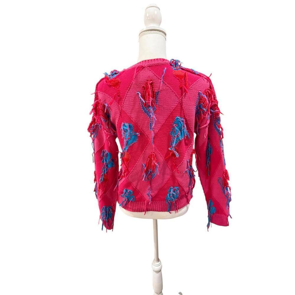 Happy Sheep Hot Pink Fringe Sweater, Size XS - Picture 3 of 5